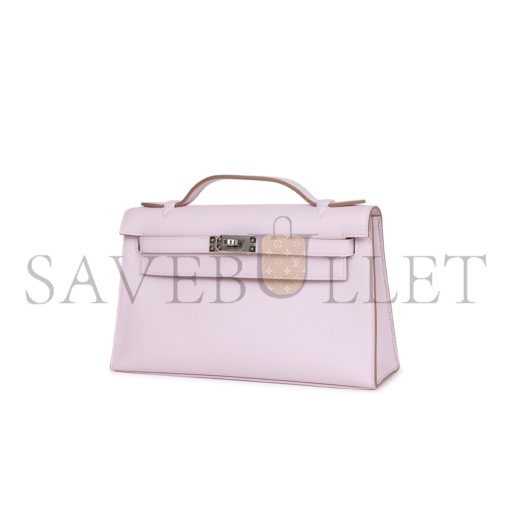 H**mes master kelly pochette mauve pale swift palladium hardware (22*14*7cm)
